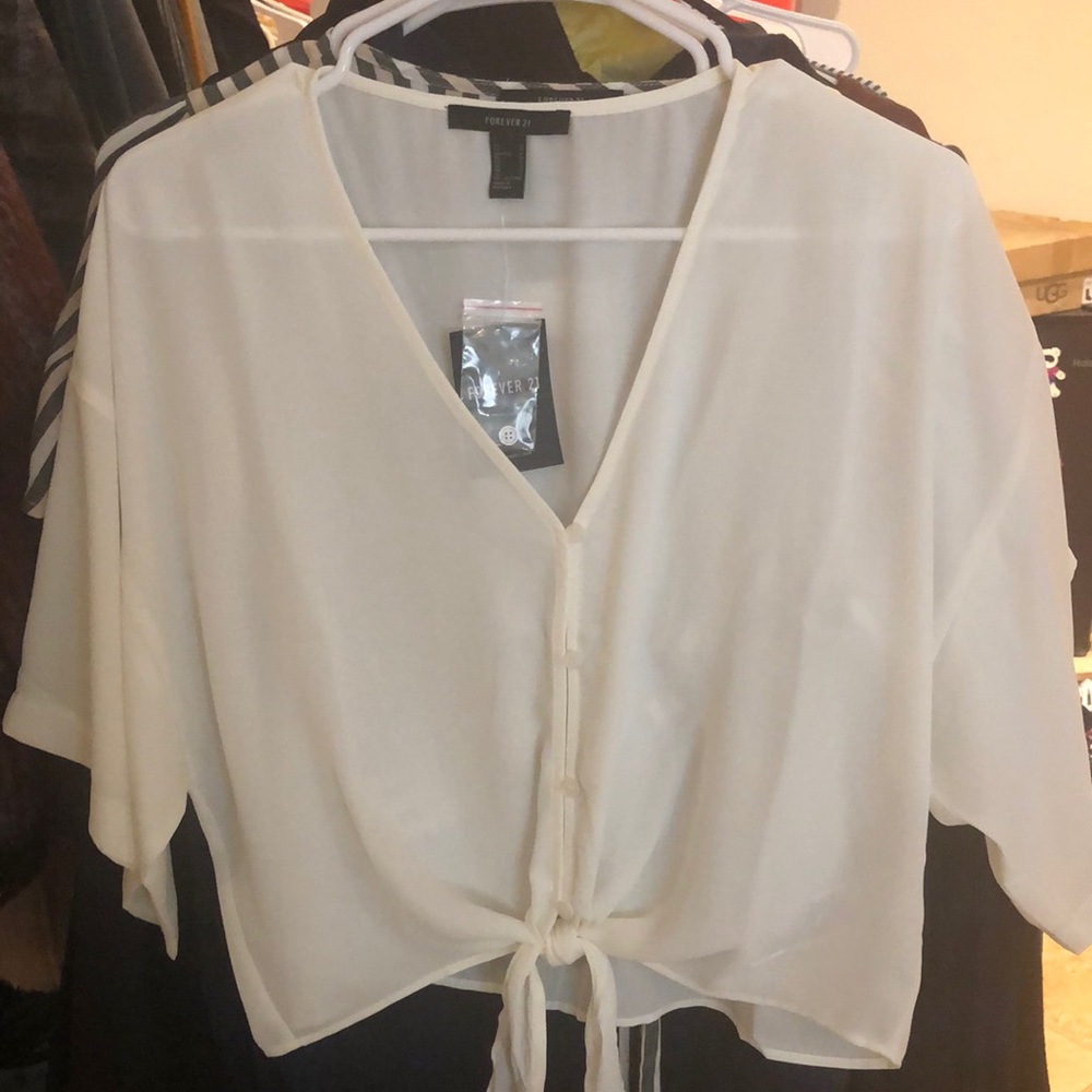 White Woven Crop Top